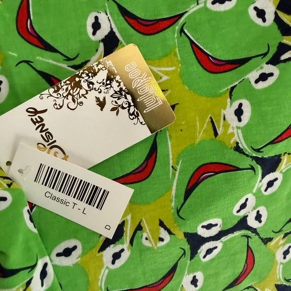 LuLaRoe Disney Classic T (Green Kermit Pattern Short Sleeve Tee) - Picture 3 of 4